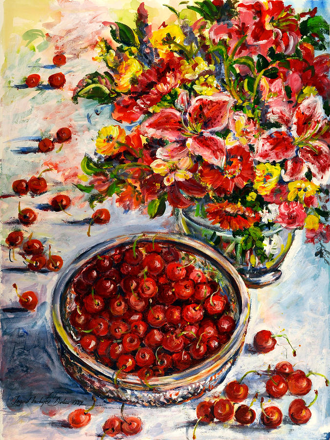 Cherries #1 Painting by Ingrid Dohm