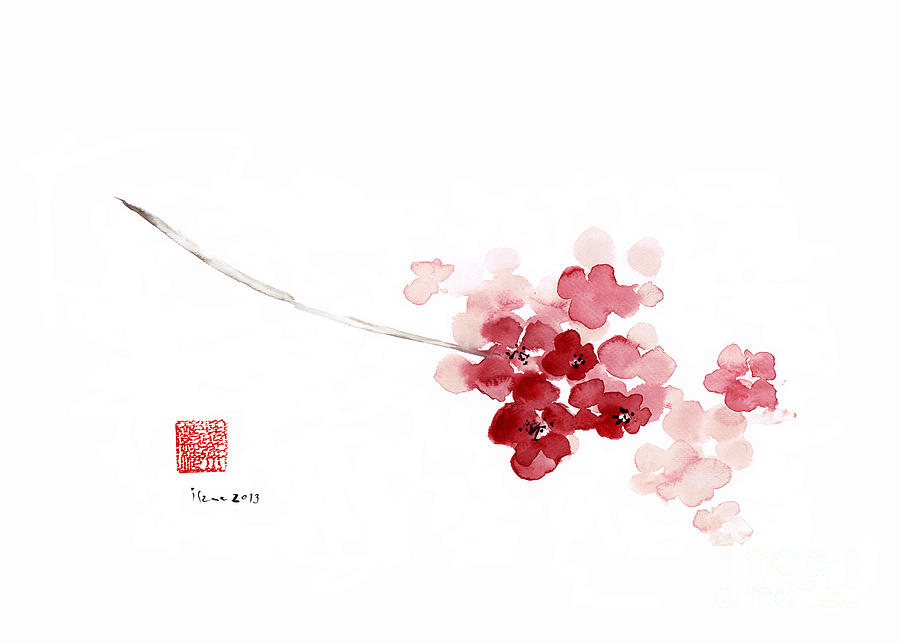 Cherry Blossom Sakura Painting, Cherry Blossom Pink Poster, Cherry Blossom Home Decor, Sakura Flower Painting by Mariusz Szmerdt