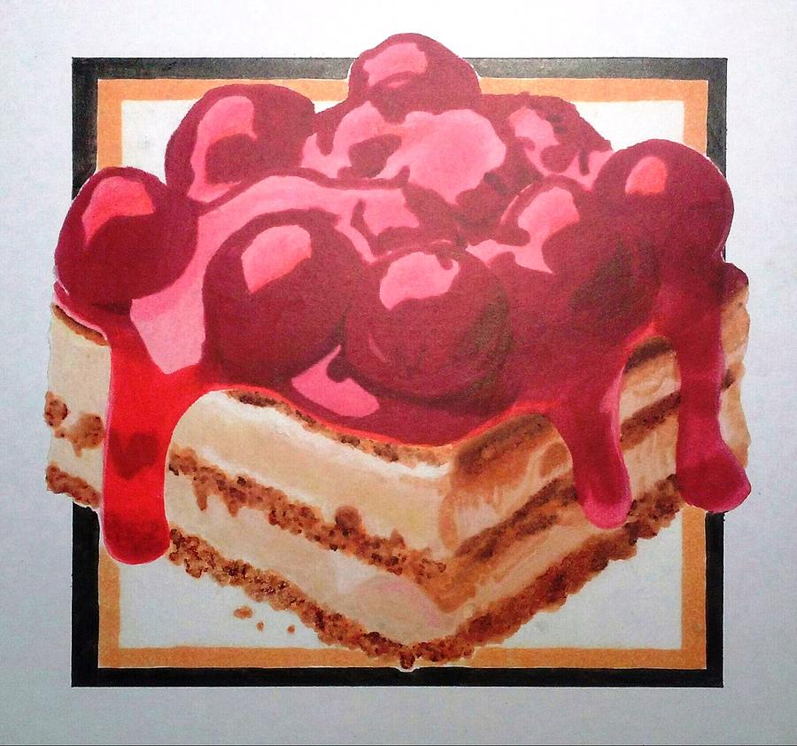 Cherry covered Cheesecake Drawing by Eric Tenute Pixels