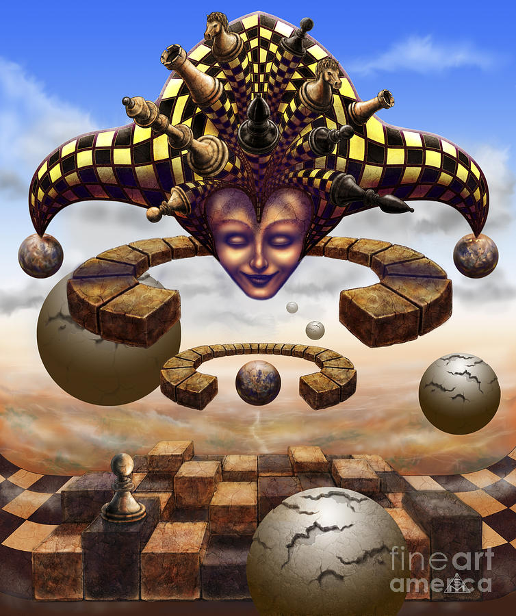 Surrealism Painting -  The Chess Master by Serge M