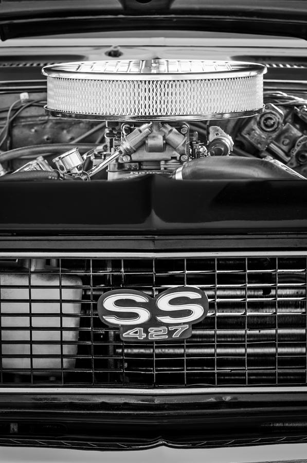 Car Photograph - Chevrolet Camaro SS 427 Grille Emblem - Engine #1 by Jill Reger