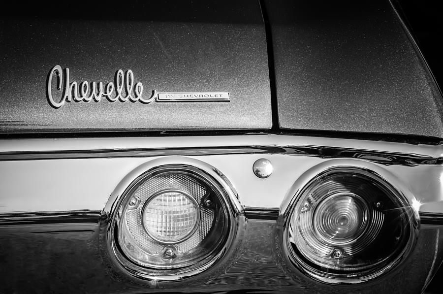 Black And White Photograph - Chevrolet Chevelle SS Taillight Emblem -0015c #1 by Jill Reger