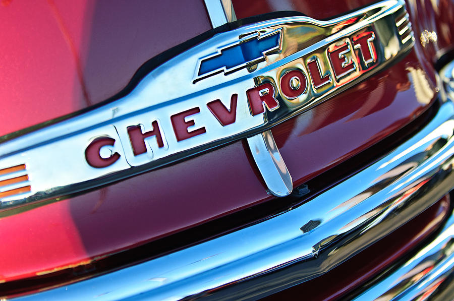 Car Photograph - Chevrolet Pickup Truck Grille Emblem #1 by Jill Reger