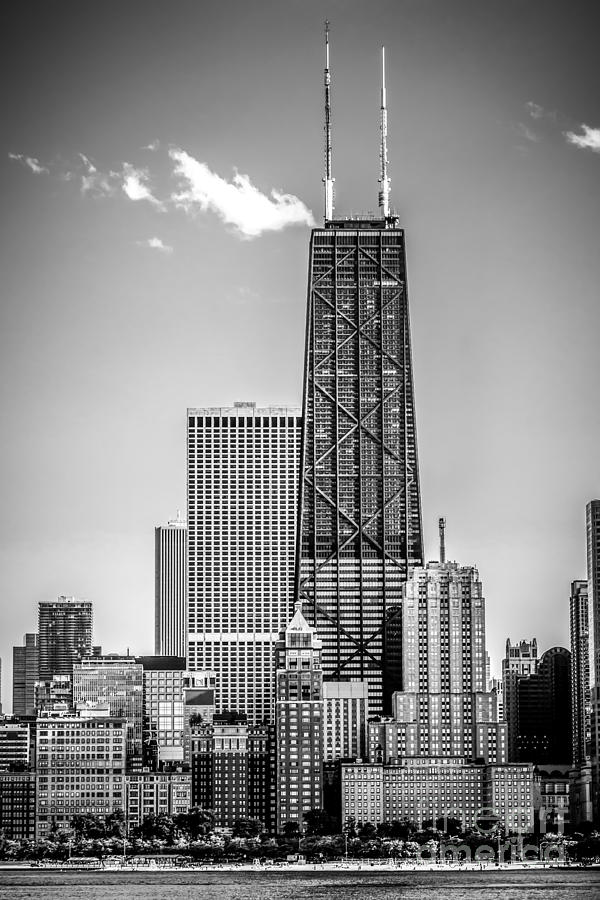 Chicago Hancock Building Black And White Picture Photograph