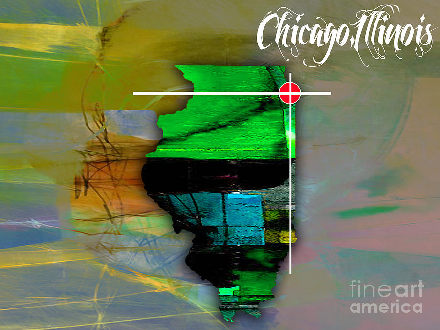Chicago Illinois Map Watercolor #1 Mixed Media by Marvin Blaine