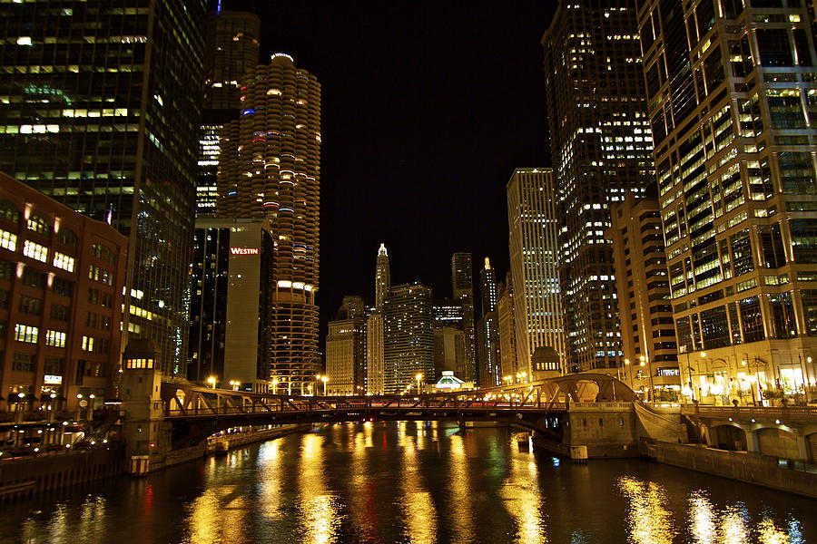 Chicago Nightscape #1 Photograph by John Babis