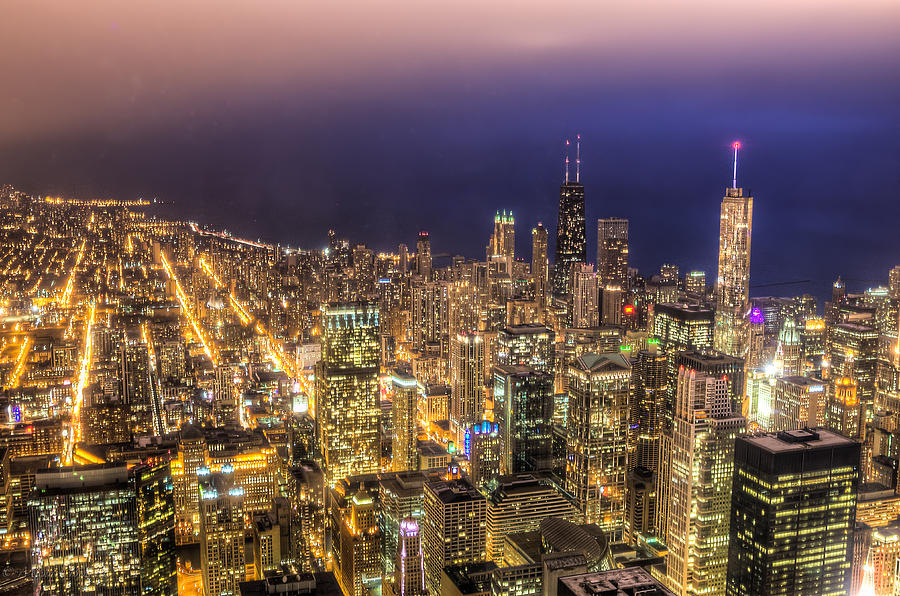 Chicago Skyline at Night - Hancock and Trump Photograph by Michael ...