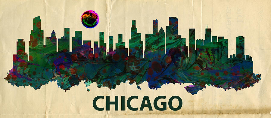 Chicago Skylines Painting by MotionAge Designs