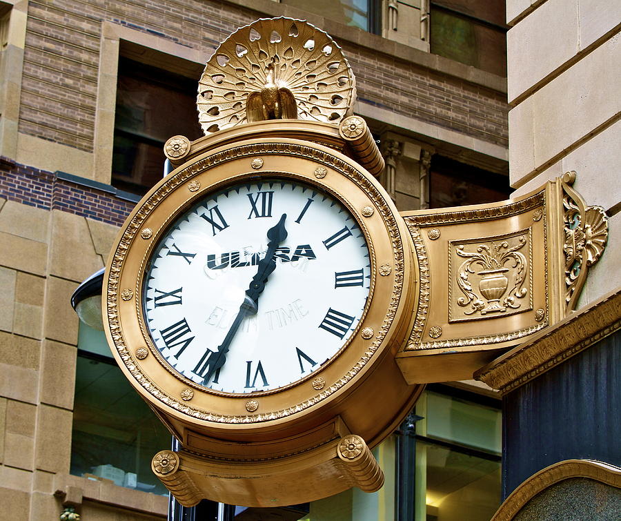 Chicago Street Corner Clock #1 Photograph by John Babis