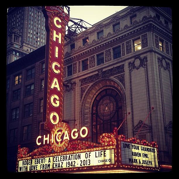 Chicago Photograph - Chicago Theater Roger Ebert Marquee #1 by Benjy Lipsman