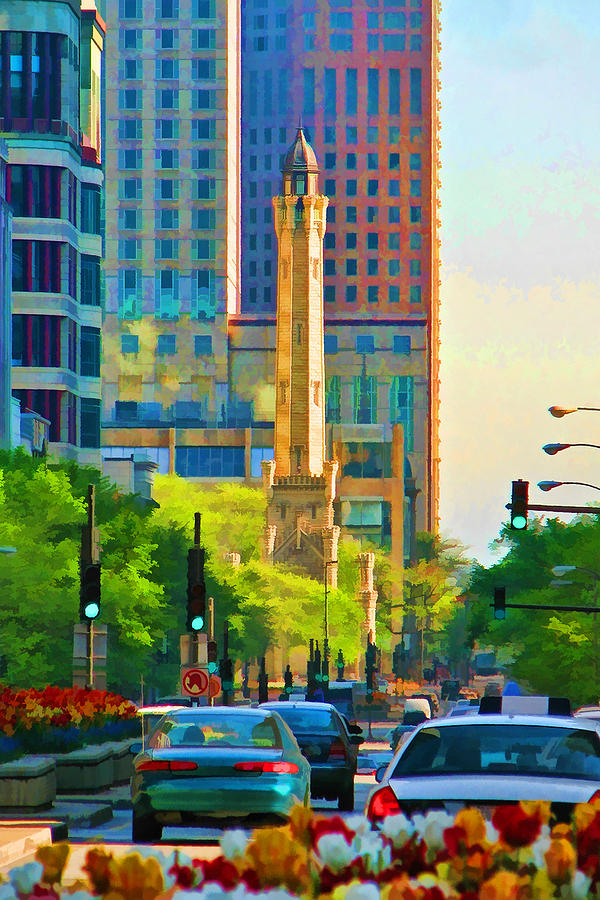 Chicago Water Tower Beacon Painting by Christopher Arndt