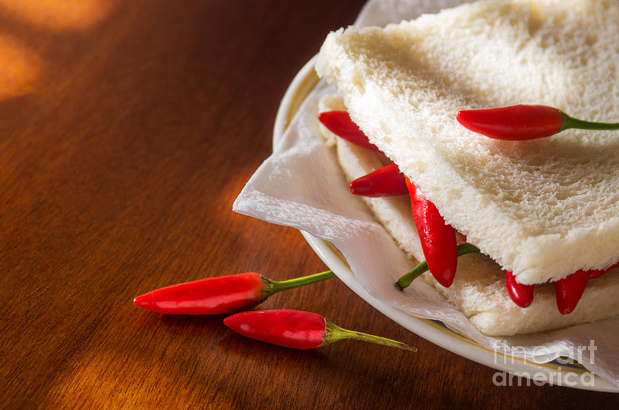 Bread Photograph - Chili pepper Sandwich #1 by Carlos Caetano