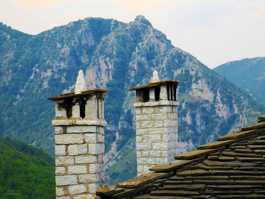 Chimneys and Mountains #2 Photograph by Alexandros Daskalakis