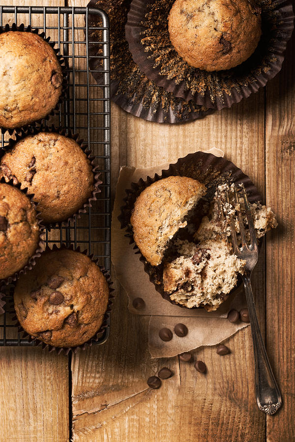 Vintage Photograph - Chocolate Chip Muffins #1 by Amanda Elwell