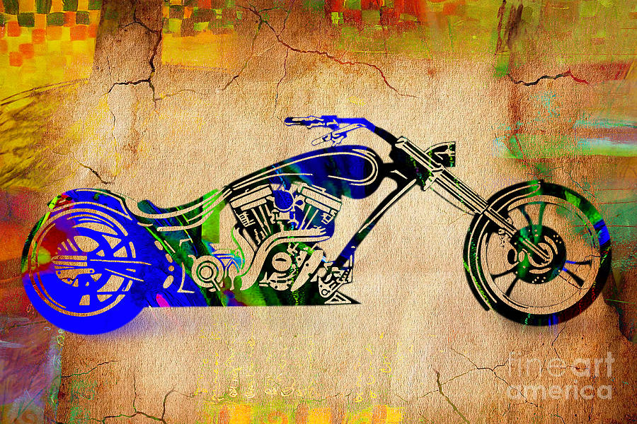 Motorcycle Mixed Media - Chopper Motorcycle #1 by Marvin Blaine