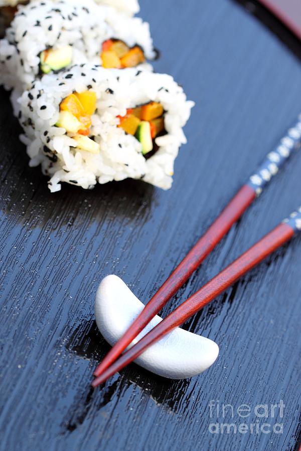 Fish Photograph - Chopsticks Sushi #1 by Henrik Lehnerer