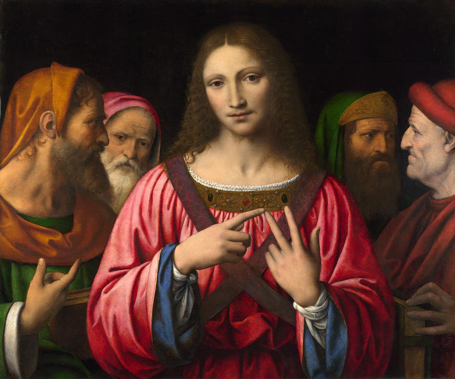 Bernardino Luini Painting - Christ among the Doctors #1 by Bernardino Luini
