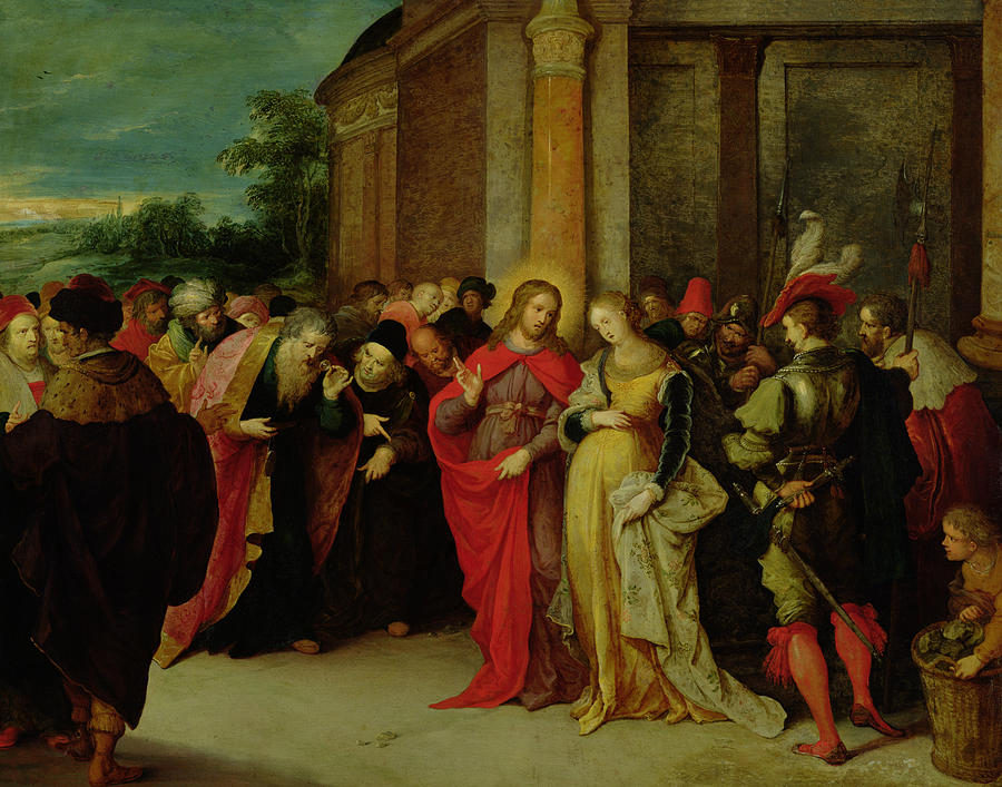 Jesus Christ Painting - Christ and the Woman Taken in Adultery by Frans II the Younger Francken