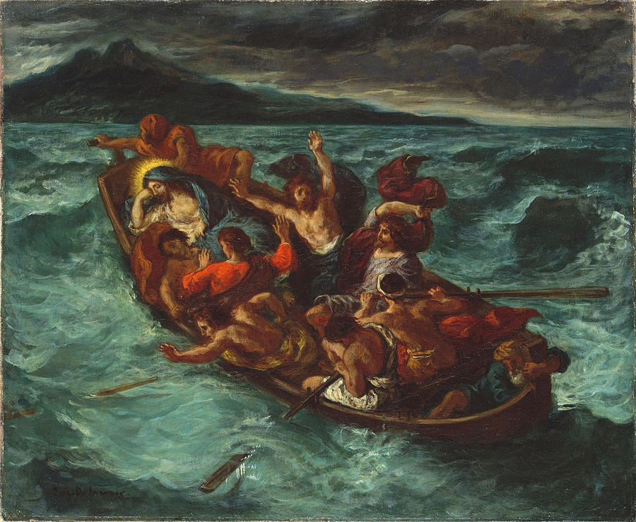Christ Asleep during the Tempest #1 Painting by Eugene Delacroix