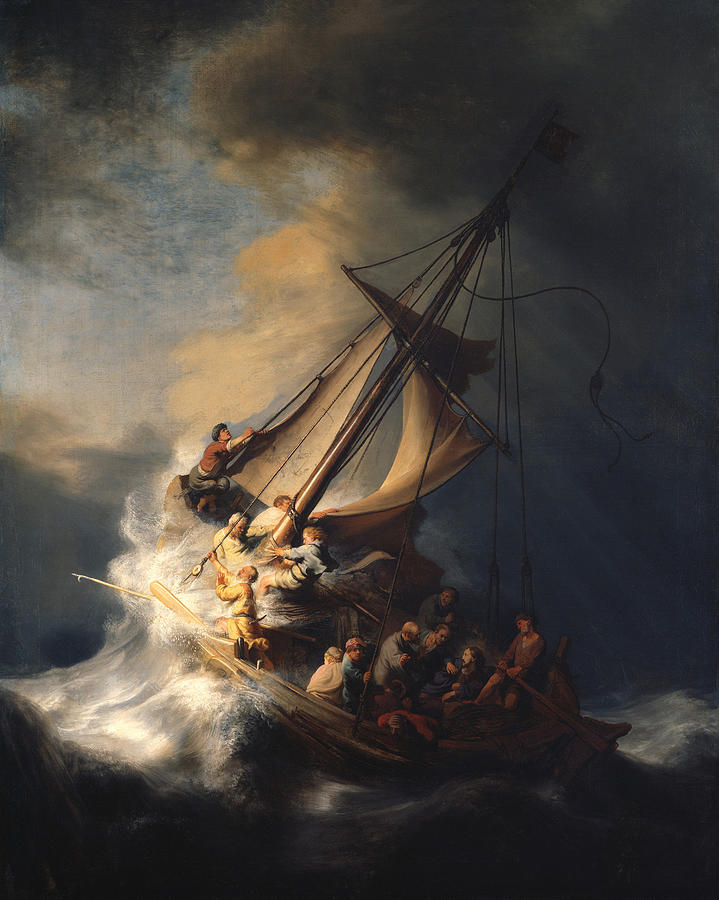 Jesus Christ Painting - Christ In The Storm On The Sea Of Galilee #3 by Celestial Images