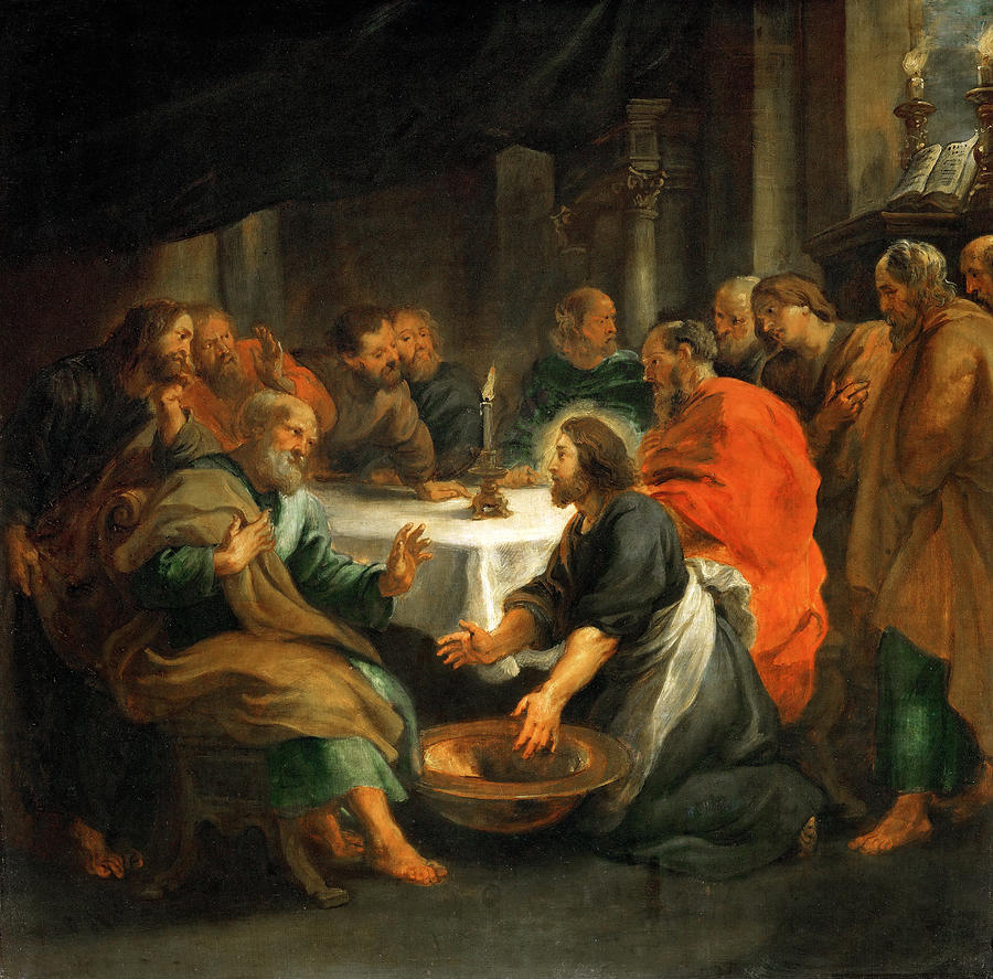 Christ Washing the Apostles Feet Painting by Peter Paul Rubens