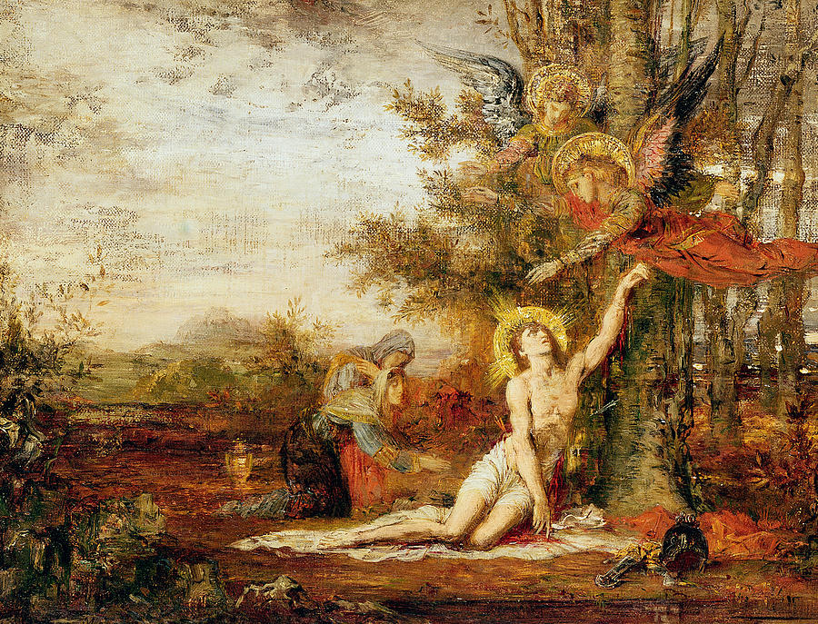 Christ with Angels Painting by Gustave Moreau