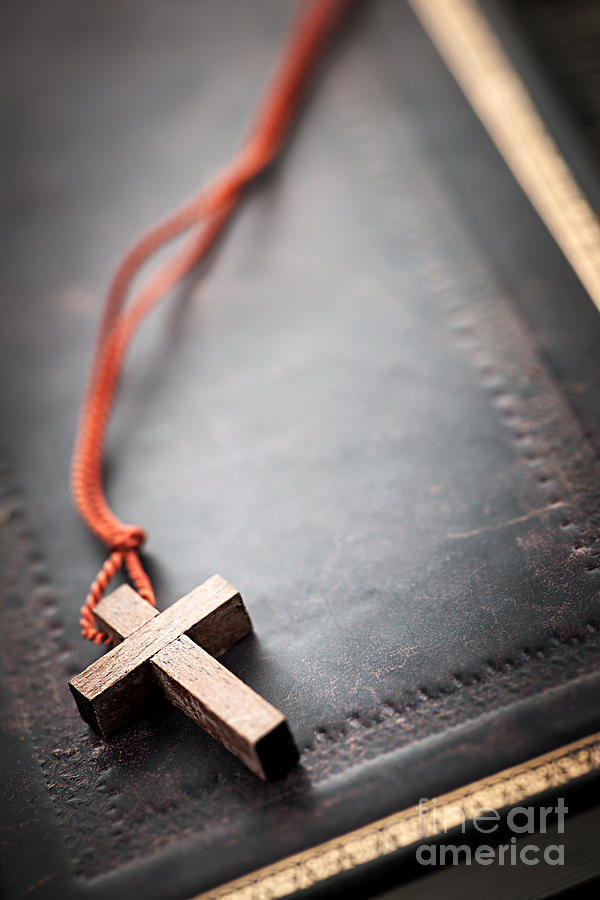 Book Photograph - Christian Cross on Bible 1 by Elena Elisseeva