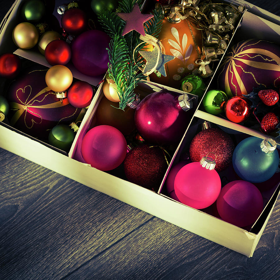 Christmas Baubles In A Box #1 Photograph by Wladimir Bulgar
