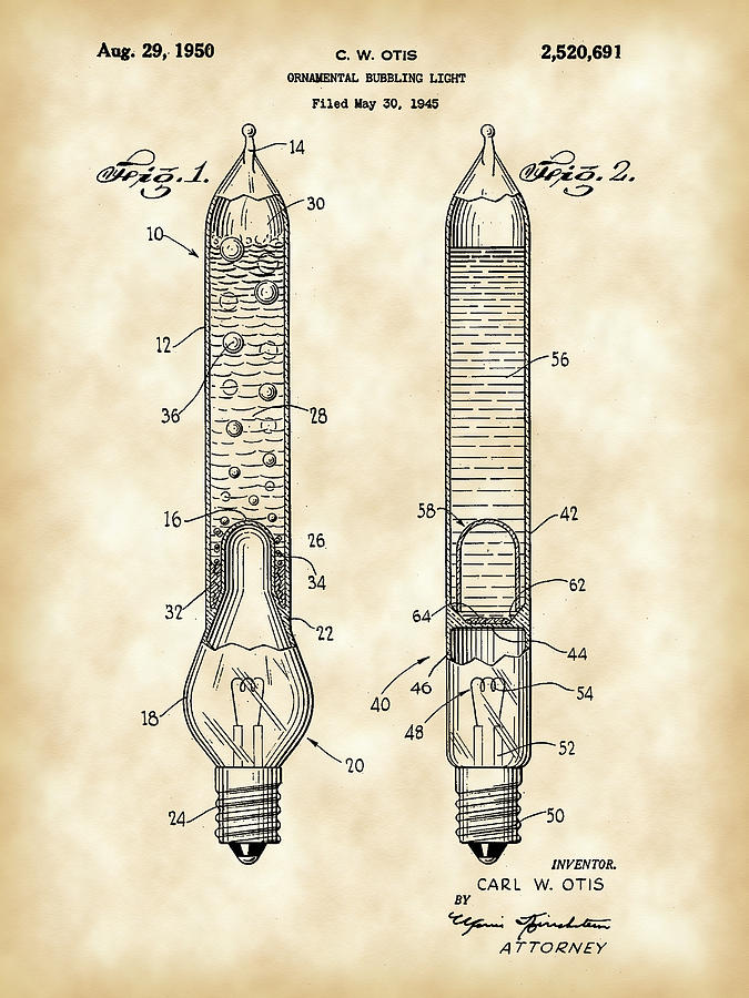 Christmas Bubbling Light Bulb Patent 1945 - Vintage Digital Art by Stephen Younts