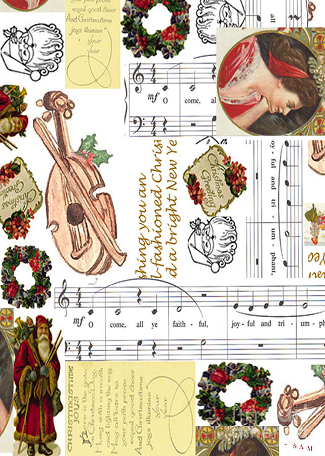 Madonna Digital Art - Christmas Collage by Sandy McIntire