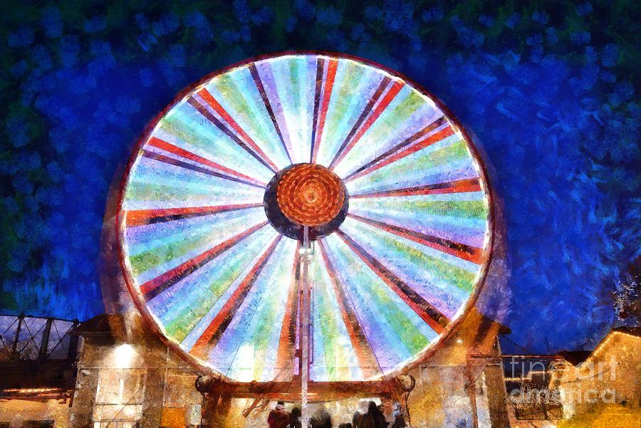 Christmas Ferris Wheel #2 Painting by George Atsametakis