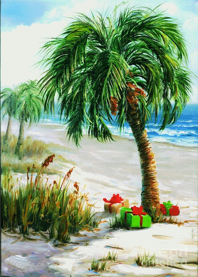  Palm at Christmas Painting by Glenda Cason