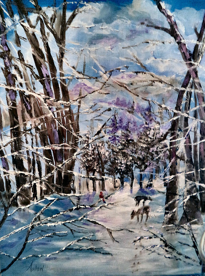 Christmas Snow #1 Painting by Arlen Avernian - Thorensen