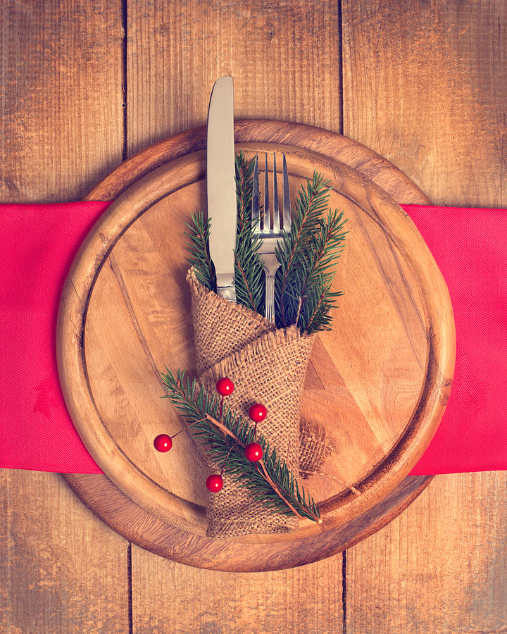 Christmas Photograph - Christmas Table Setting #1 by Amanda Elwell