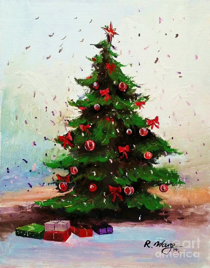 Christmas Tree #1 Painting by Rose Wang