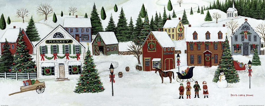 Christmas Valley Village Painting by David Carter Brown