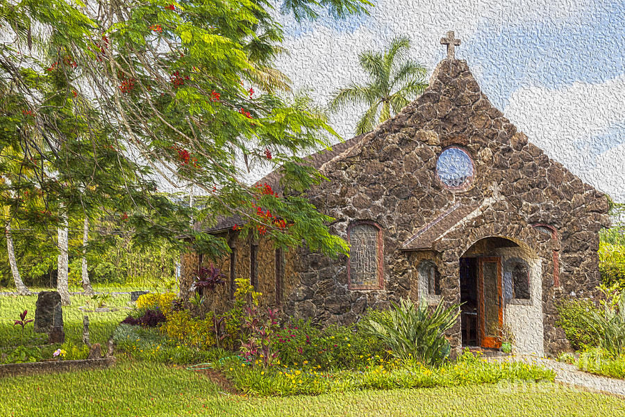 Church in Kilaeua Kauai Hawaii #1 Digital Art by Ken Brown