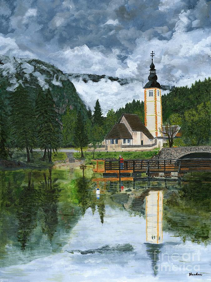 Church Reflections Painting Painting by Timothy Hacker