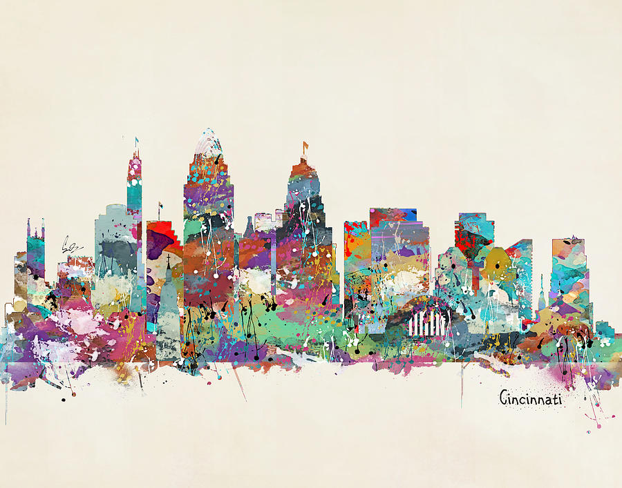 Cincinnati Skyline Painting - Cincinnati Ohio Skyline #1 by Bri Buckley