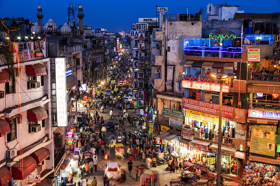 City life - Main Bazar, Paharganj, New Delhi, India #1 Photograph by Hadynyah