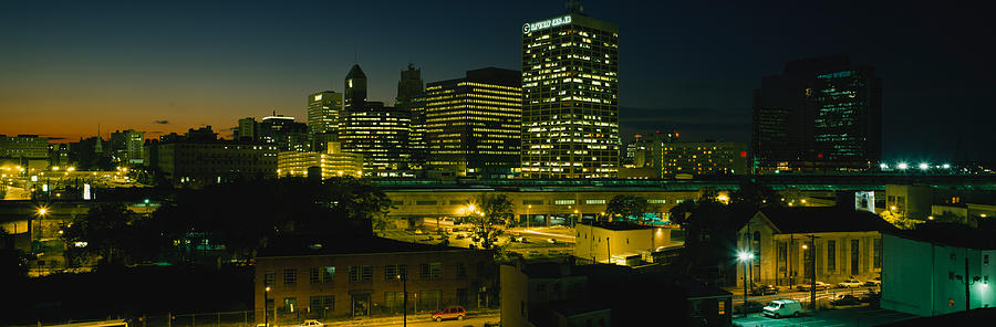 City Lit Up At Night, Newark, New #1 Photograph by Panoramic Images