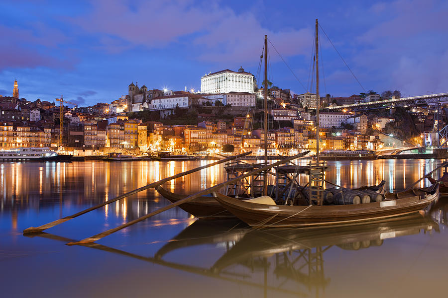 City of Porto at Night in Portugal #1 Photograph by Artur Bogacki