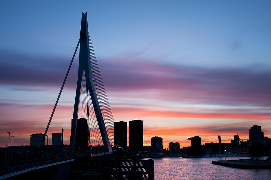 City of Rotterdam Skyline Silhouette #1 Photograph by Artur Bogacki
