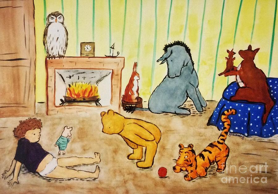 Owl Painting - Classic Winnie the Pooh and Friends by Denise Railey