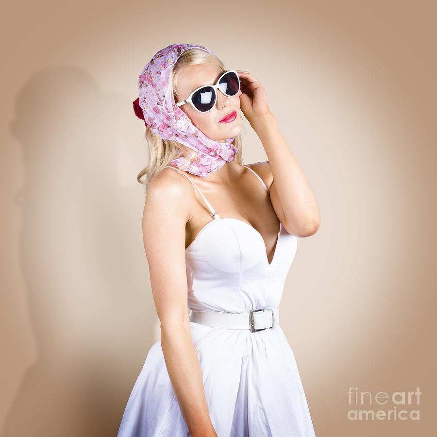 Classical pinup girl posing in retro fashion style #1 Photograph by Jorgo Photography