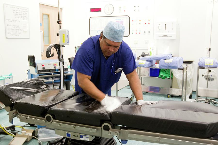 Equipment Photograph - Cleaning Operating Theatre Equipment #1 by Mark Thomas/science Photo Library