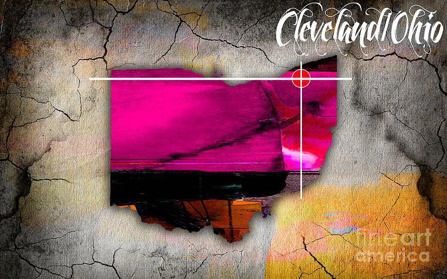Cleveland Ohio Map Watercolor #1 Mixed Media by Marvin Blaine
