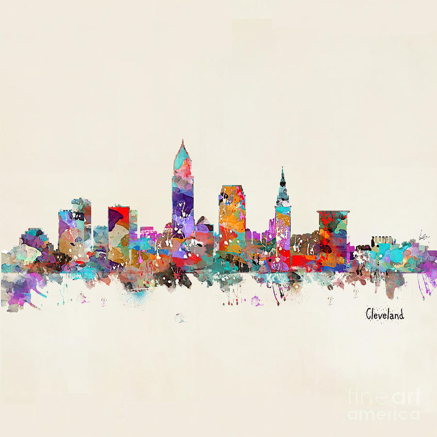 Cleveland Skyline Painting - Cleveland Ohio Skyline #1 by Bri Buckley