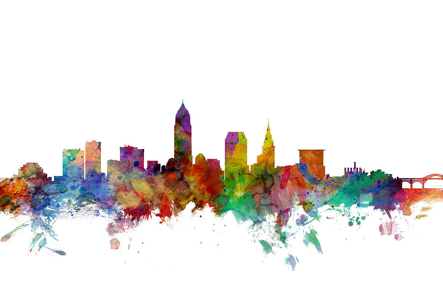 Cleveland Ohio Skyline Digital Art by Michael Tompsett