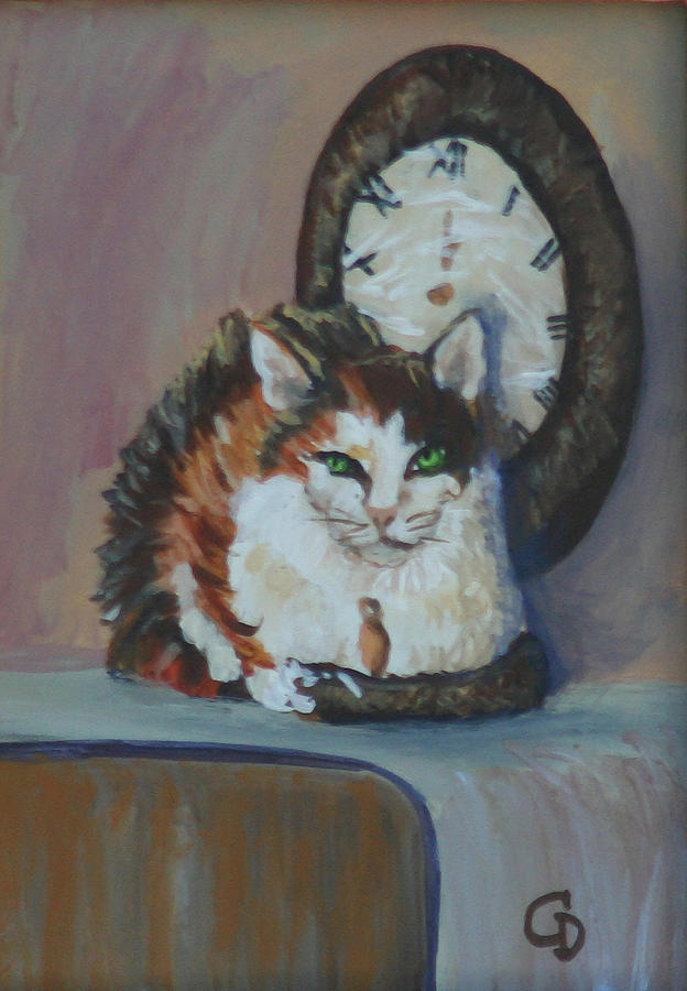 Clockwork Cat Painting By Gail Daley Fine Art America